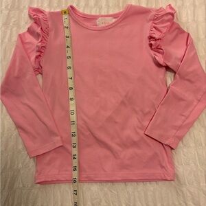 Charming Pink Ruffle Sleeve Long Sleeve Tee